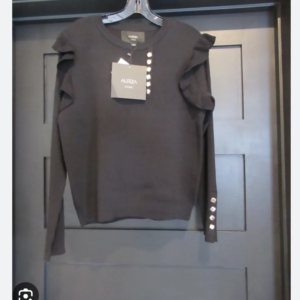 ALEEZA PARIS SATIN RUFFLE BLOUSE - Picture 4 of 5
